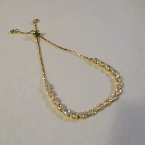 New NWOT Rachel Zoe Adjustable Pear Shaped Cubic Zirconia Tennis Bracelet - Picture 5 of 5